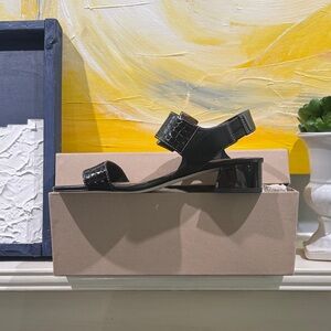 Donald J. Pliner Black Croc-Embossed Sandals